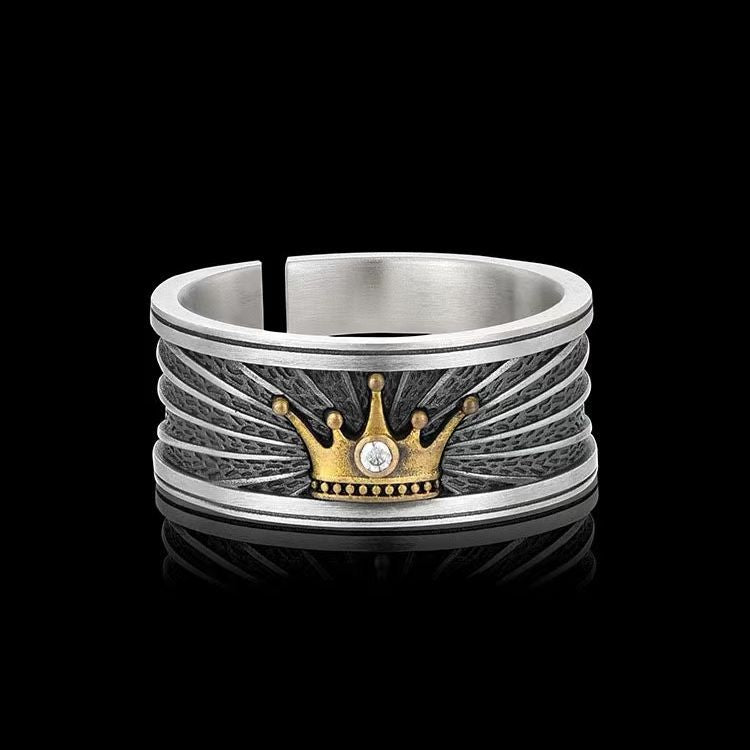 Men's Antique Finishing Opening Fashion American Crown High Ring