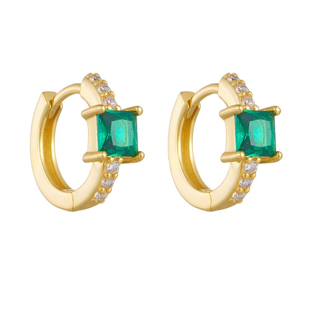 Square Zircon Female Style Light Luxury Design Earrings