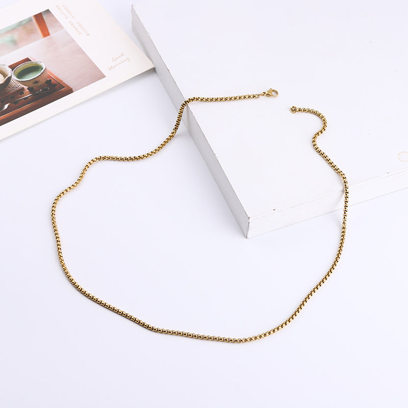 Titanium Steel Electroplating Craft Korean Fashion Square Necklaces
