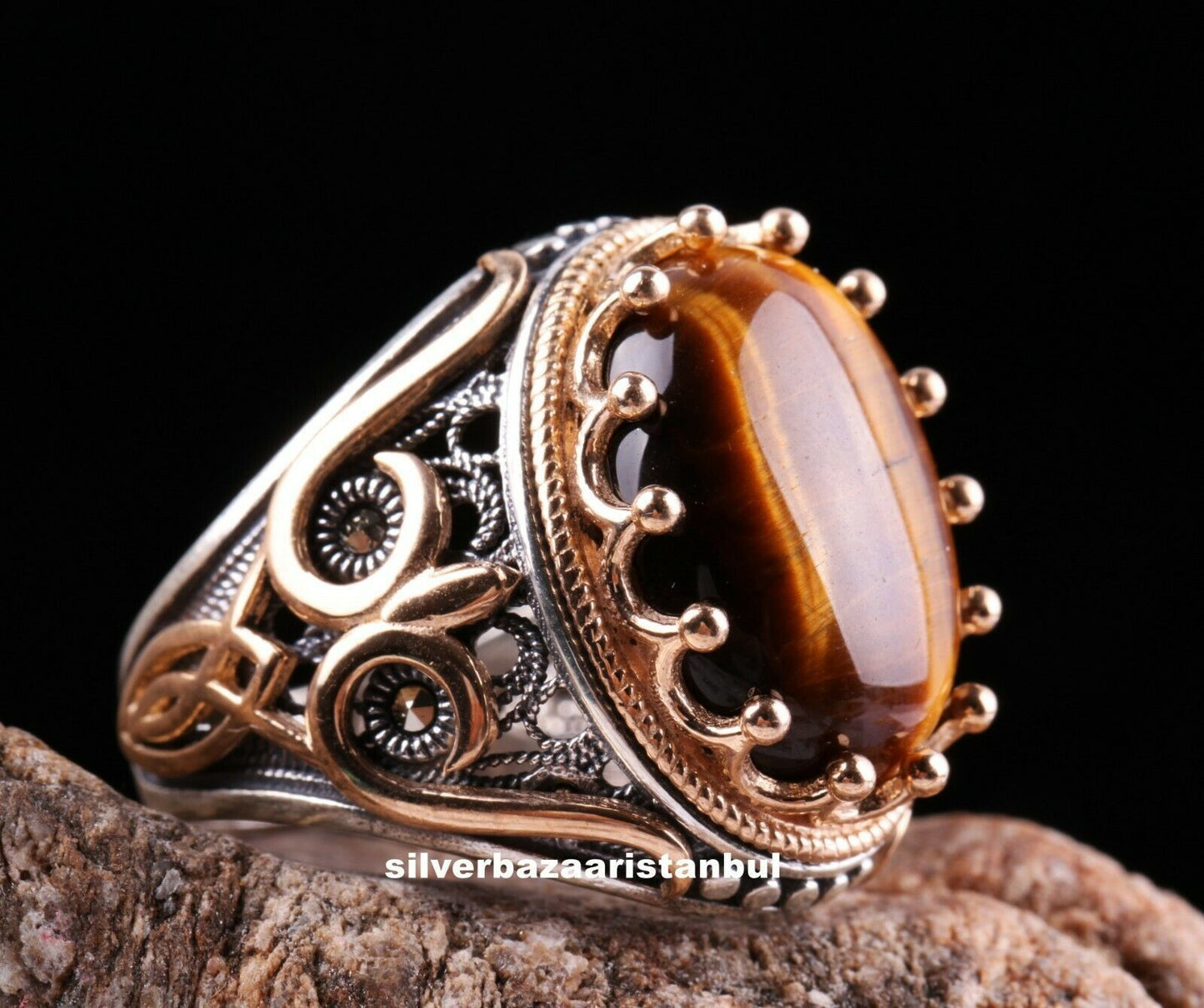 Ornament Popular Retro Pattern Black Surface Rings