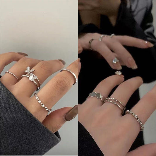 Butterfly Female Retro Minority Design Versatile Sier Opening Adjustable Male Rings