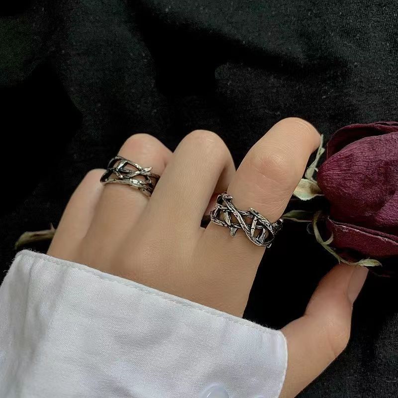 Women's & Men's Dark Cold Wind Vine Thorn Trendy Hip Hop Cool Ring