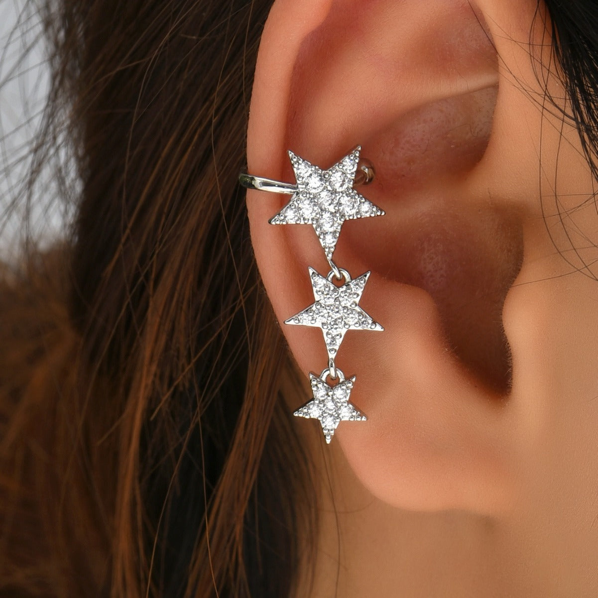 Niche High-grade Star Ear Clip Micro Inlaid Zircon Light Luxury Earrings