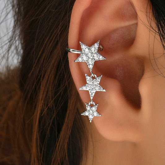 Niche High-grade Star Ear Clip Micro Inlaid Zircon Light Luxury Earrings