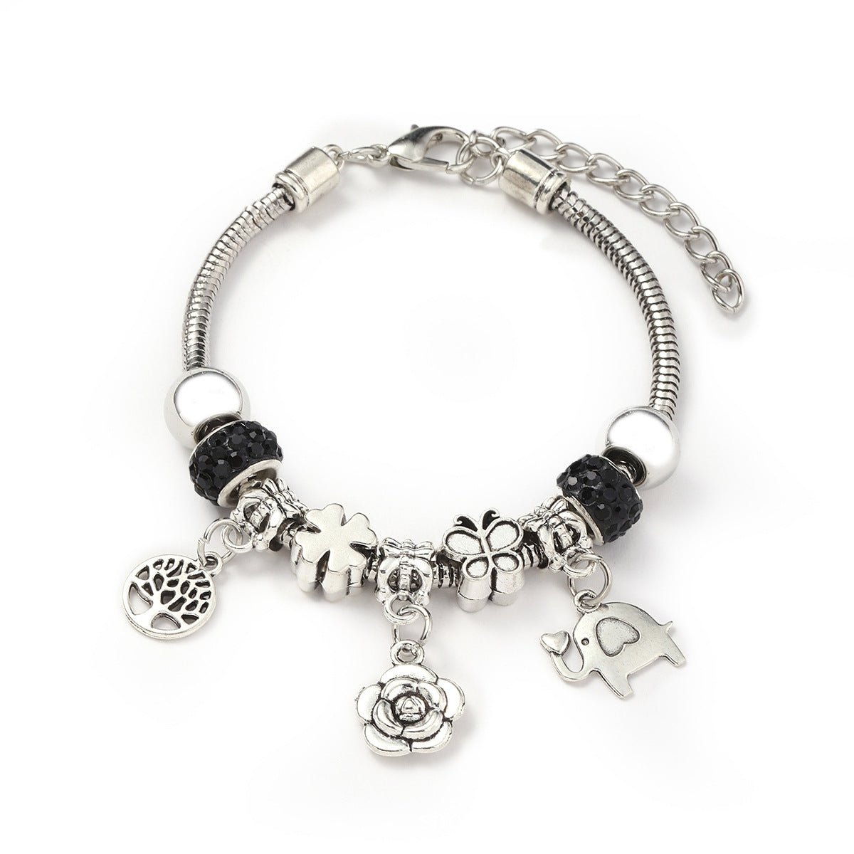 Glass Bead Small Elephant Lucky Tree Retro Transparent Bracelet