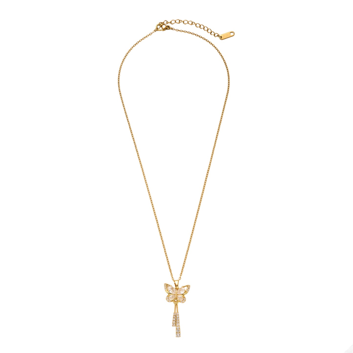 Women's Butterfly Light Luxury Full Rhinestone Tassel Necklace