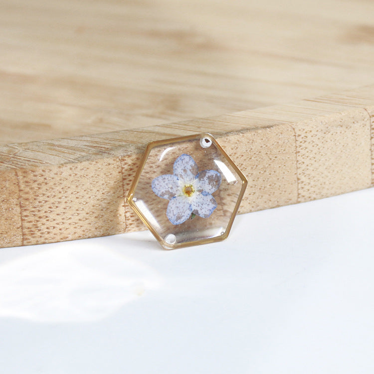 Hexagonal Dried Flower Gold Sier Colored Flowers Bracelets