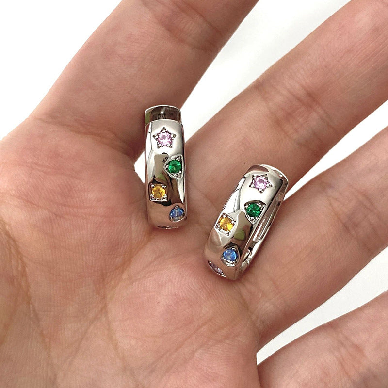 Color Zirconium Clip Female Light Luxury Minority Upon Ear Buckle
