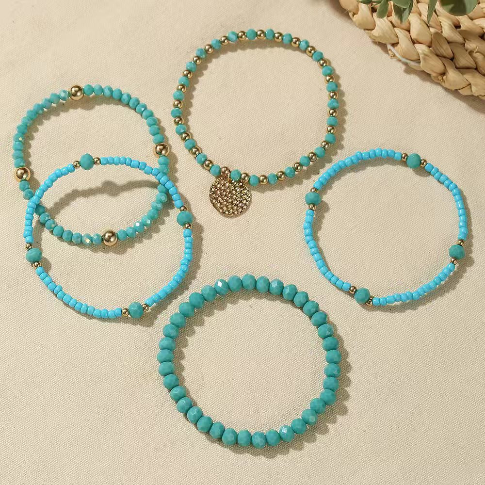 Trendy Women's Bohemian Turquoise Acrylic Twin Bracelet