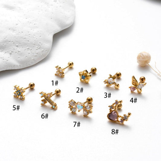 Cross Butterfly Zircon Fashion Ear Bone Earrings