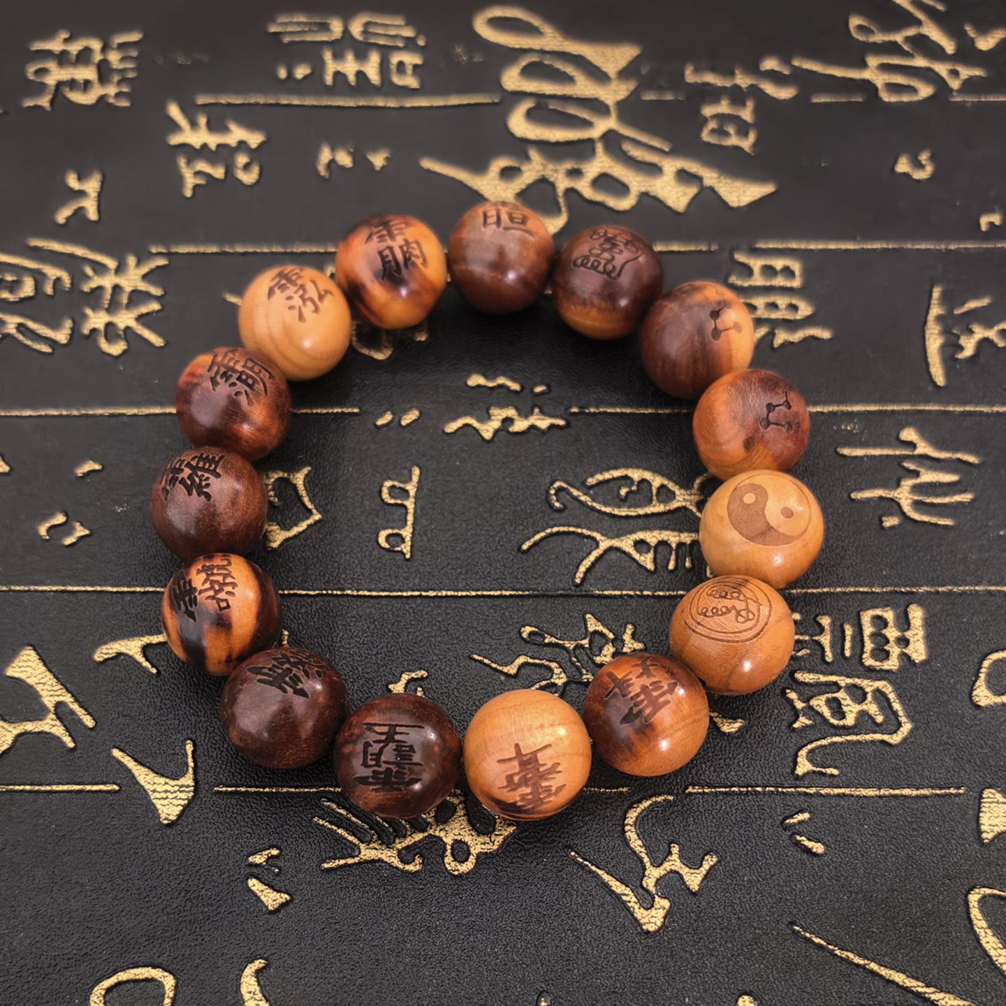Thunder Wood Peach Nine Words Real Spade Cross Sky Sutra Bracelet