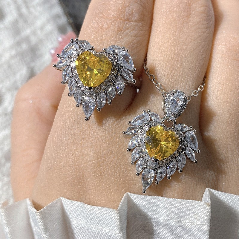 Camellia Fashion Romantic French Golden Rhinestone Gold Plated Ring