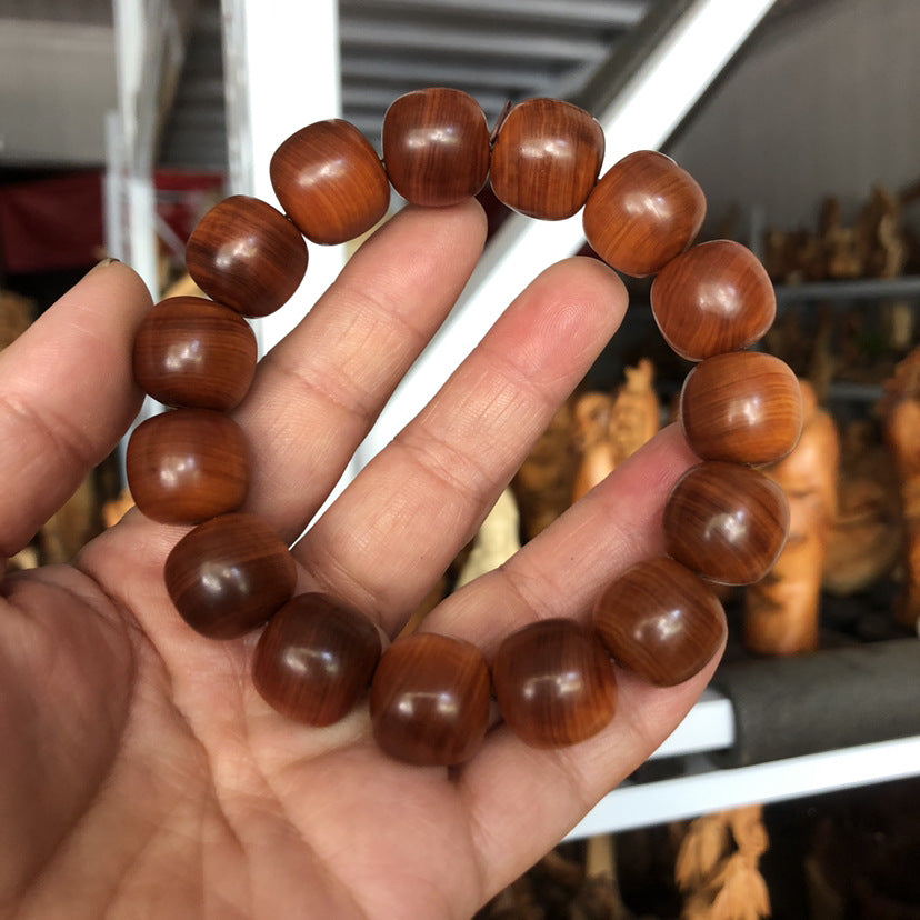 Black Oil High Density Wooden Prayer Beads Gentiana Pattern Bracelet