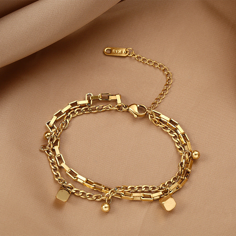 Titanium Steel Female Gold Fashion Light Bracelet