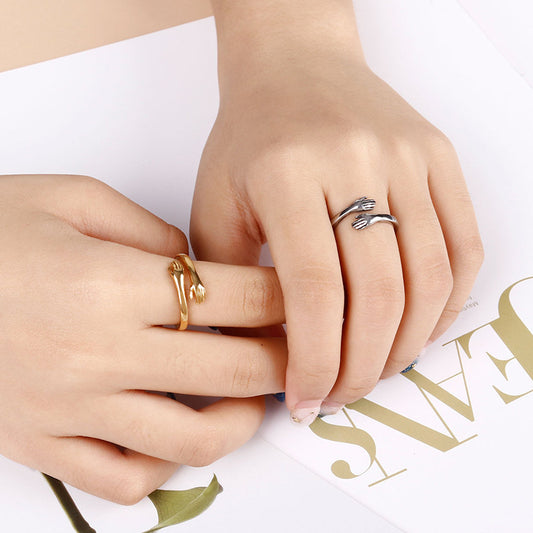 Korean Jewelry Personalized Opening Hands Hug Rings