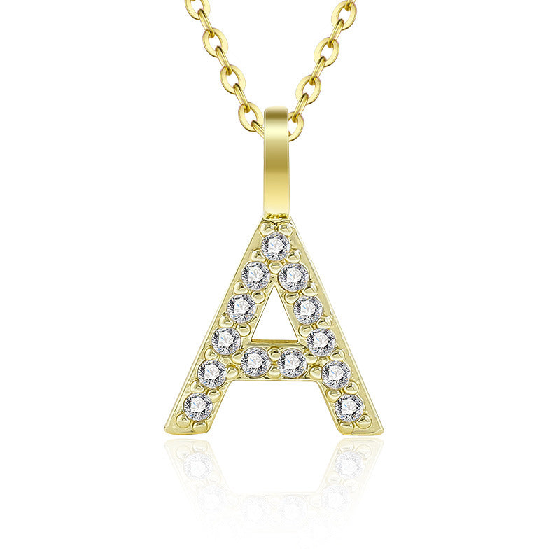 Diamond Inlaid Zircon English Letter Female Pendants