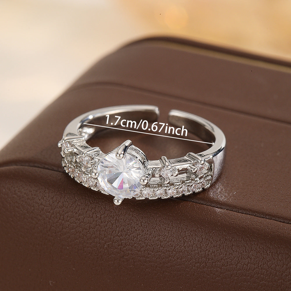 Wind Crown Open-end Zircon Female Gold Sier Optional Design Rings