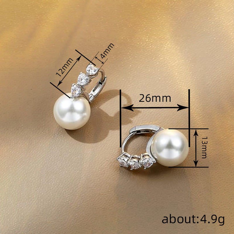 Shi Glossy Pearl Geometric Elegant Graceful Earrings