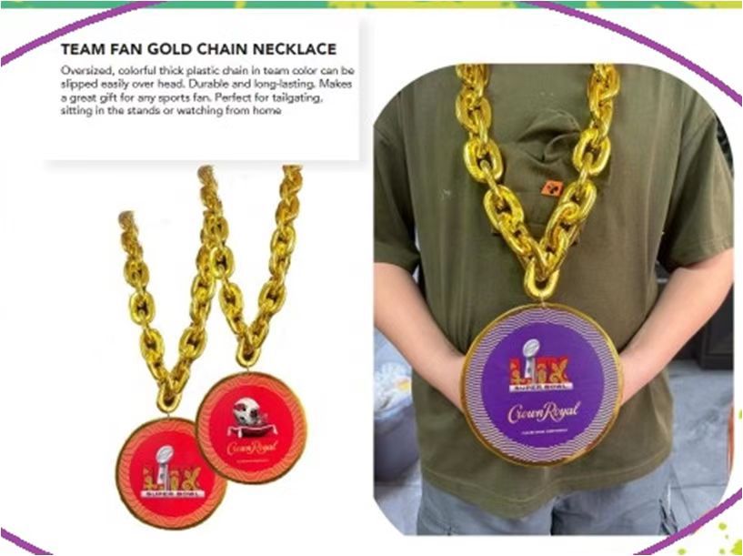 Team Event Foam Printed Chain Sports Necklace