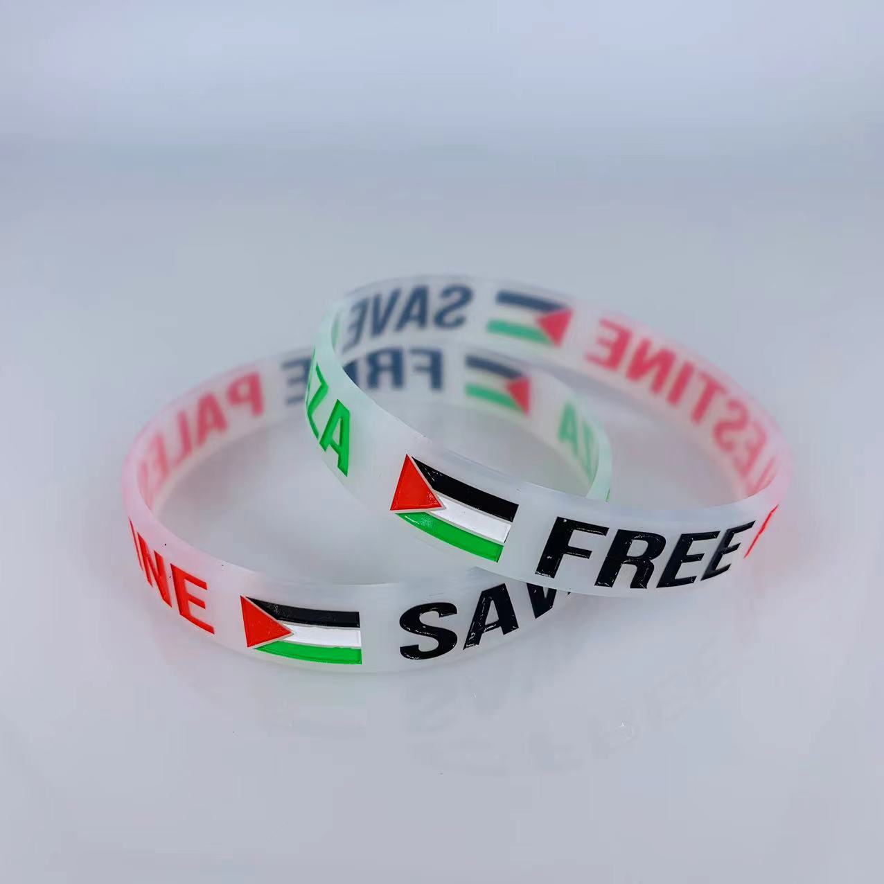 Palestinian Flag Engraved Color Gaza Logo Pattern Support Bracelets