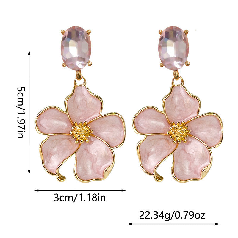 Retro Affordable Luxury Dripping Oil Pink Earrings