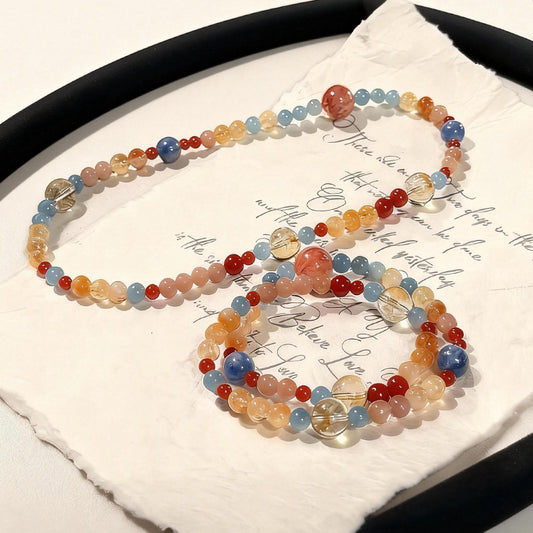 Style Natural Yellow Tower Crystal Red Sealant Flower Good-looking White Bracelet