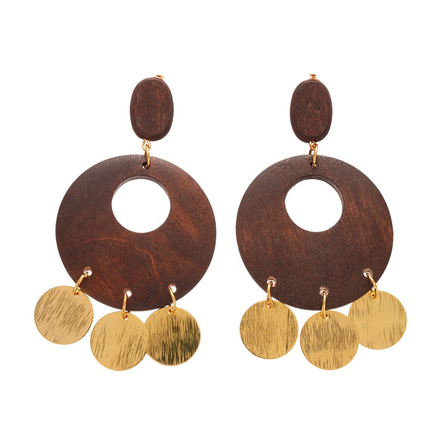 Chinese Style Coffee Color Wooden Bead Light Luxury High-grade Mori Rings