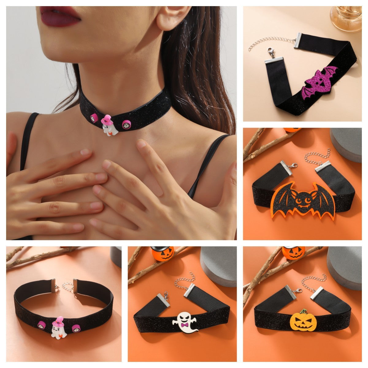 Dark Style Personality Skull Spider Collar Necklaces