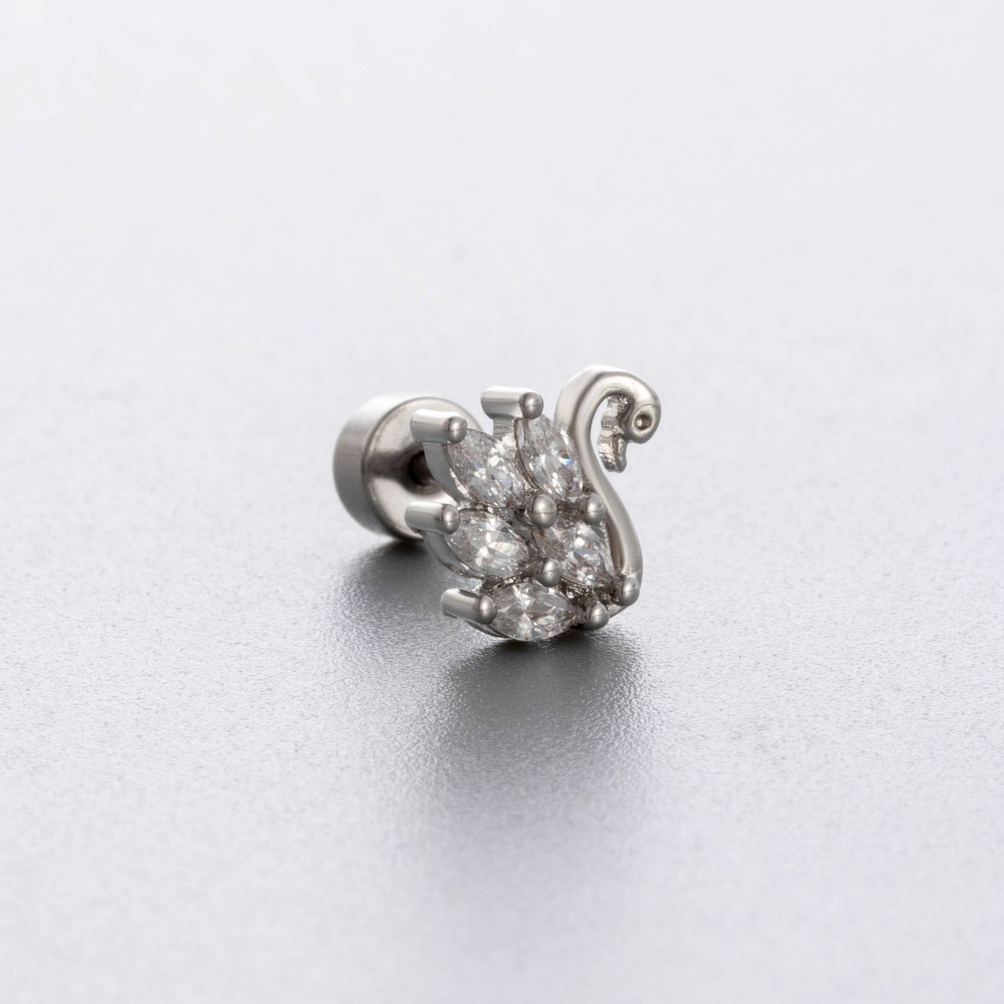 Henson Butterfly Ear Bone White Purple Zircon Swan Bow Love Stud Earrings