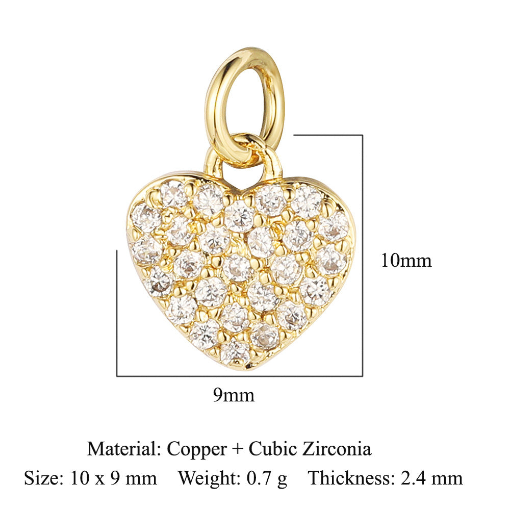 Peach Heart Lock Key Copper Zircon Pendants