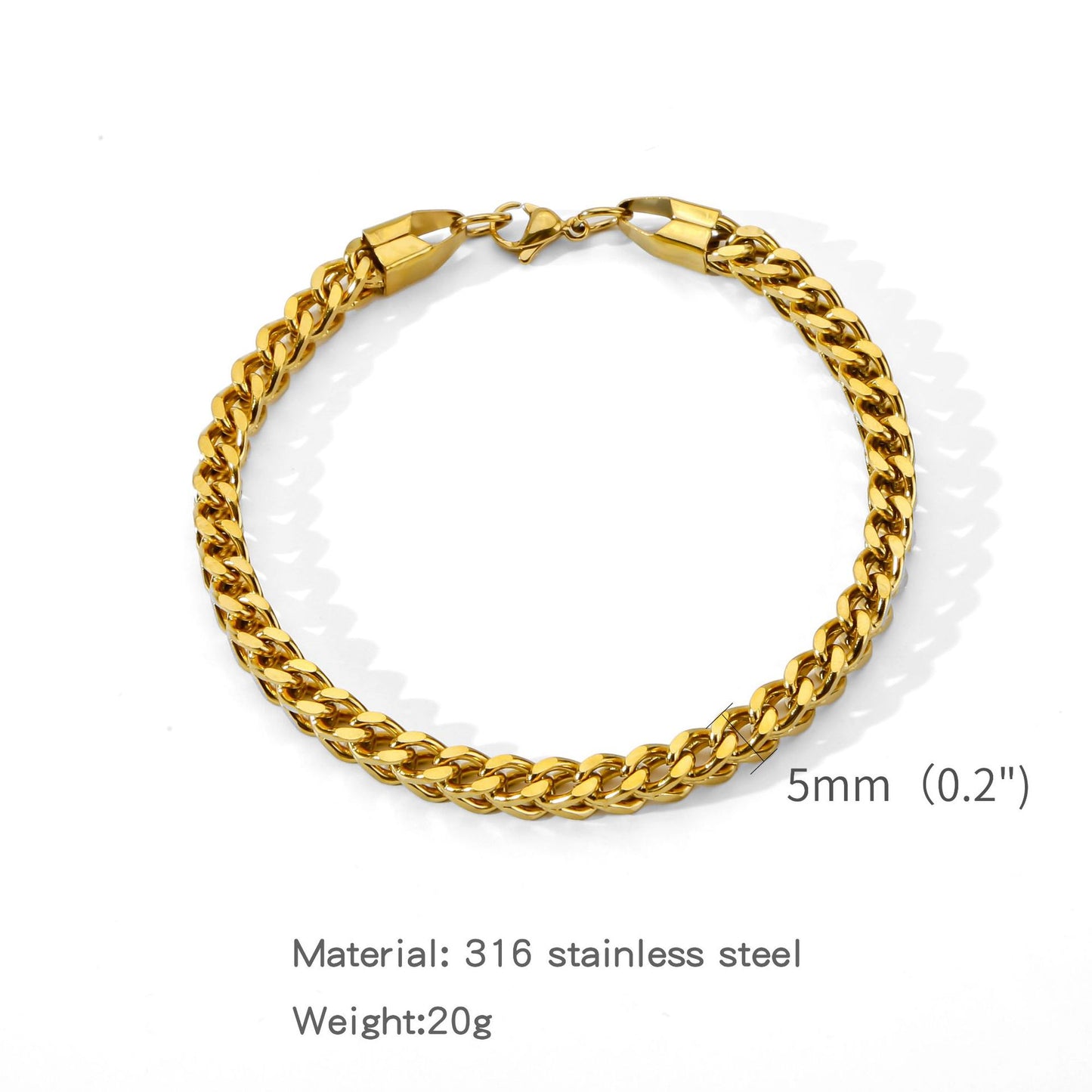 Fashion Thick Straps Titanium Steel Four-sided Geometric Positive Negative Bracelet