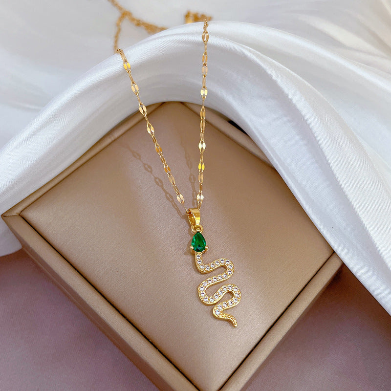 Inlaid Real Gold Female Lucky Beads Necklace