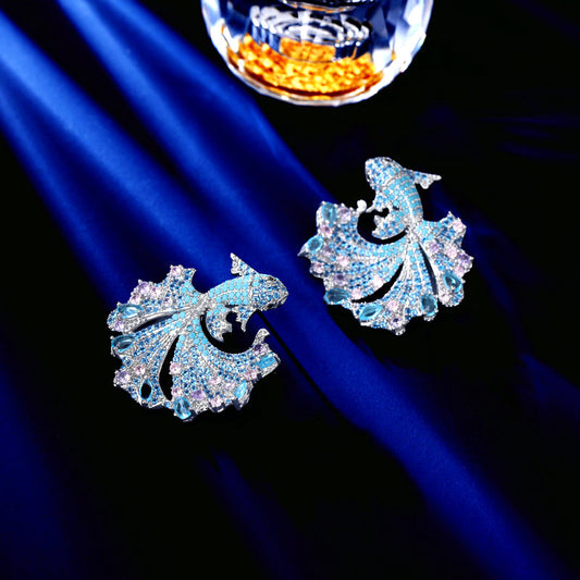 Profile Generous High-grade Copper Inlaid Zircon Goldfish Earrings