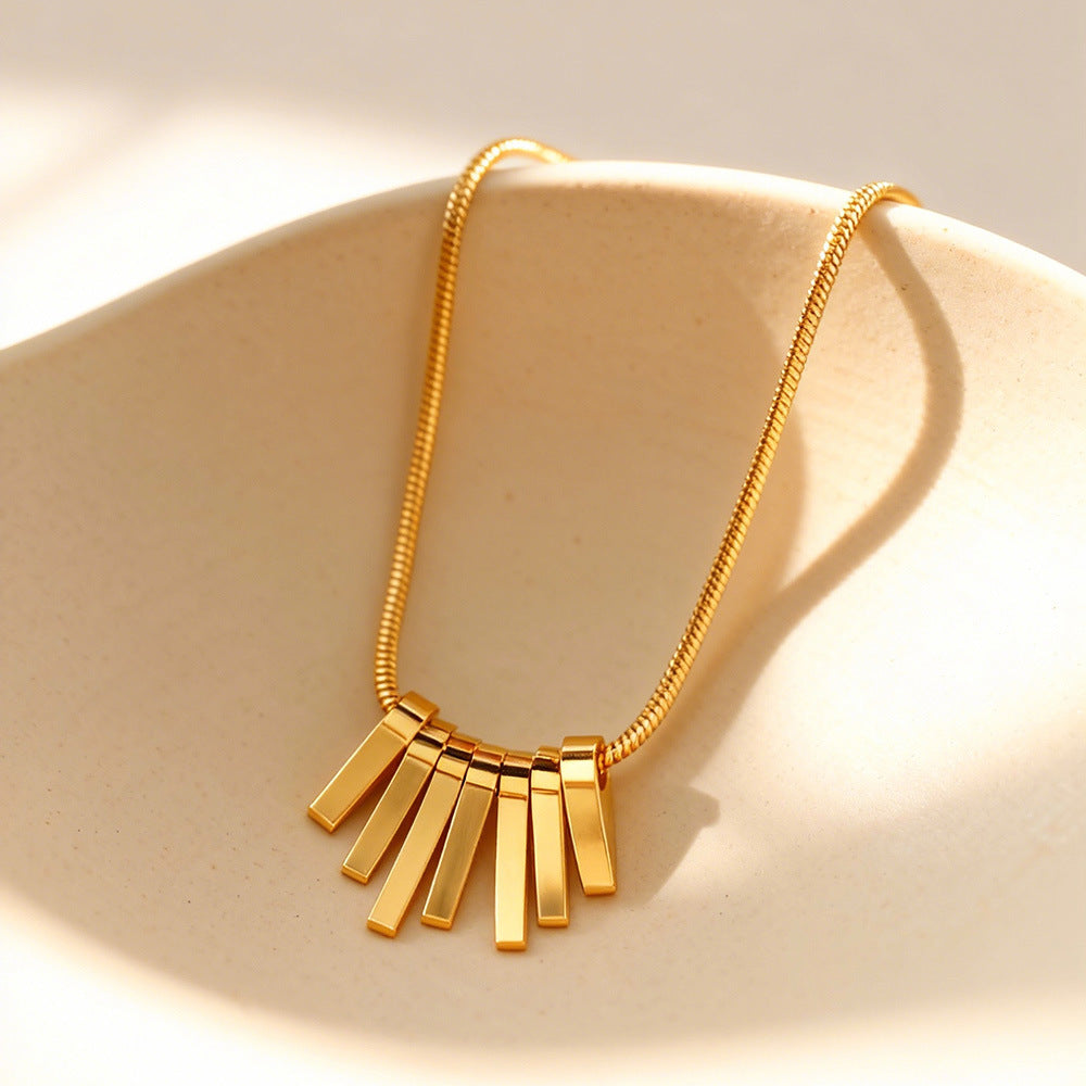 Fashion Fan-shaped Tassel Style Niche Design Stainless Steel Necklace