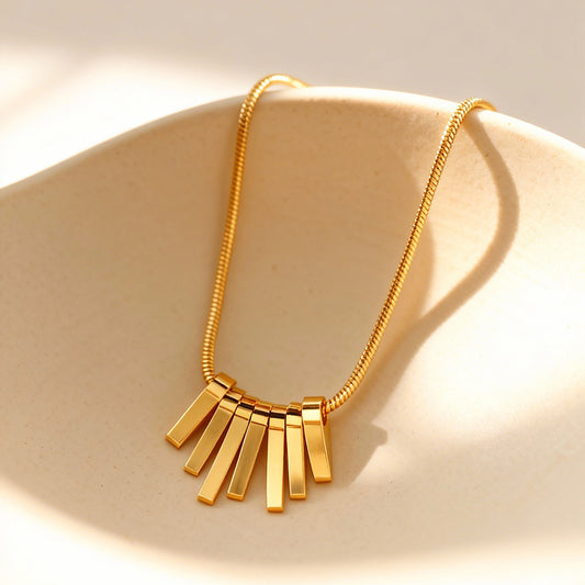 Fashion Fan-shaped Tassel Style Niche Design Stainless Steel Necklace