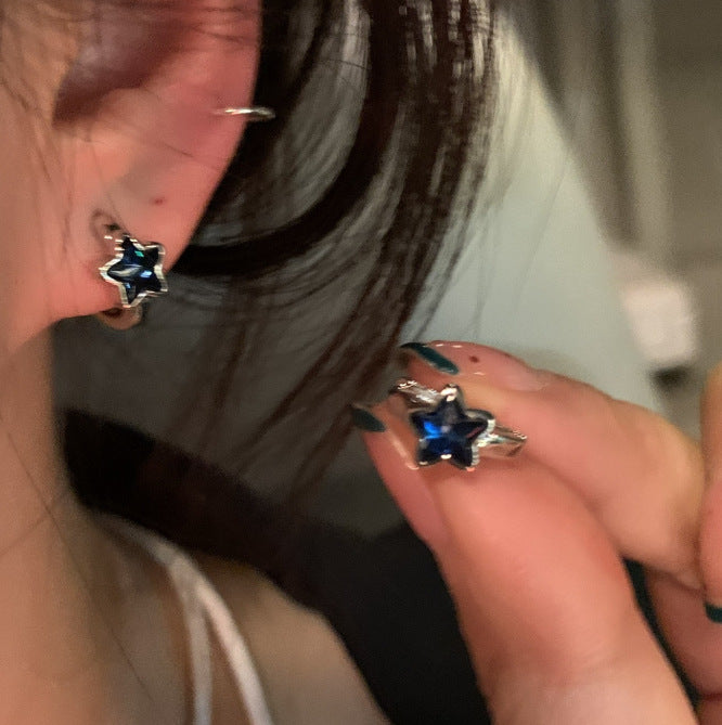 Women's Fashionable Blue Star High-grade Earclip Minority Earrings