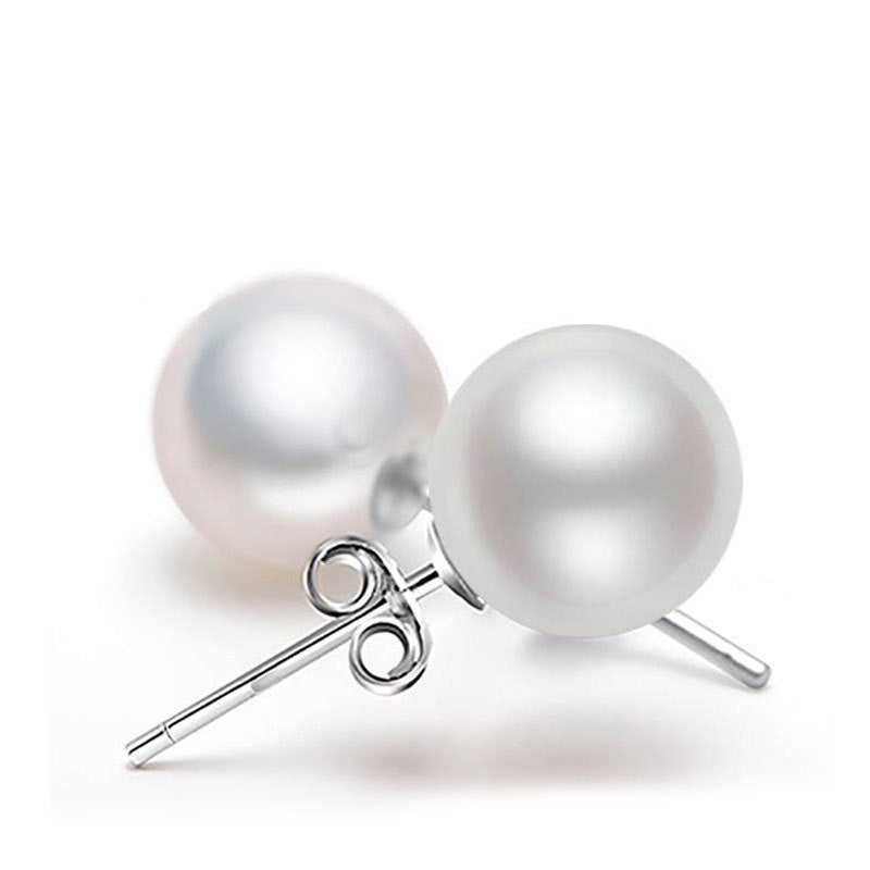 Women's Freshwater Perfect Circle Type Shell Pearls Ear Stud Earrings