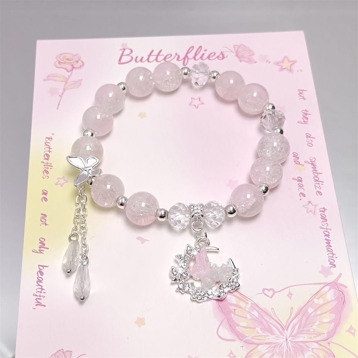 Children's Crystal Butterfly Water Drop Female Design Sense Bracelet