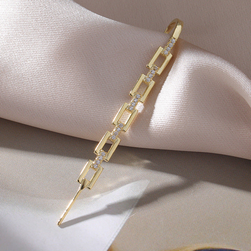 Super Fairy Copper Inlaid Zircon Temperamental Cold Style Earrings