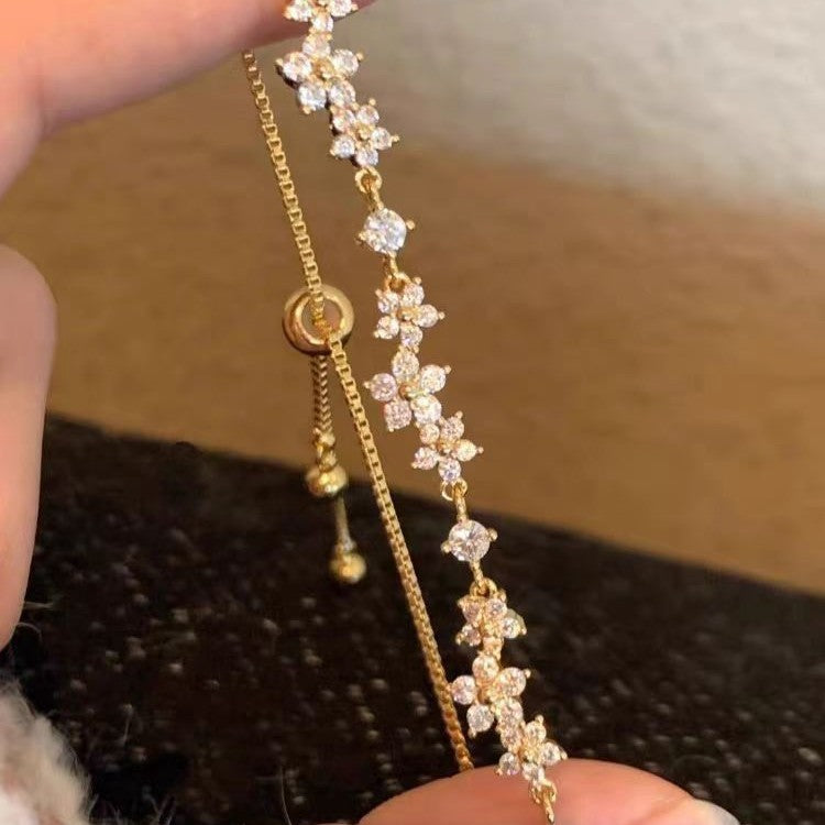 Beautiful Light Luxury High-grade Full Diamond Flash Trendy Temperamental Minority Bracelets