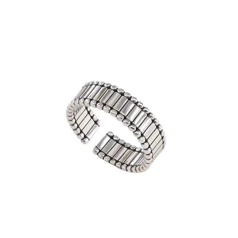 Sier Irregular Geometric Fashion Personalized Index Ring