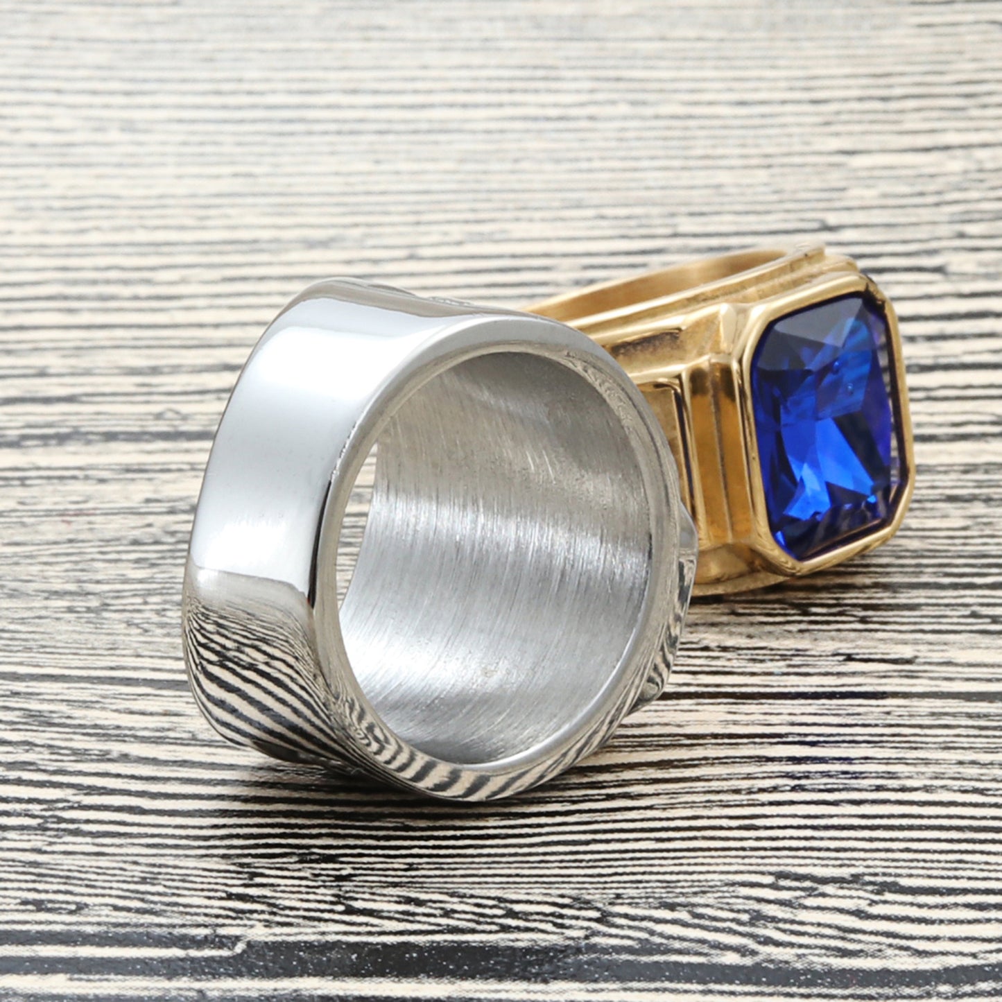 Men's Titanium Steel Gem Double Dragon Retro Trendy Personality Rings