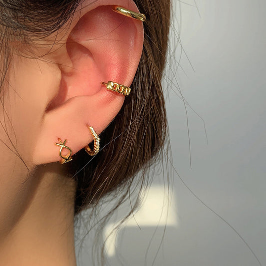 Women's Sier Needle Simple High Sense Circle Ear Buckle