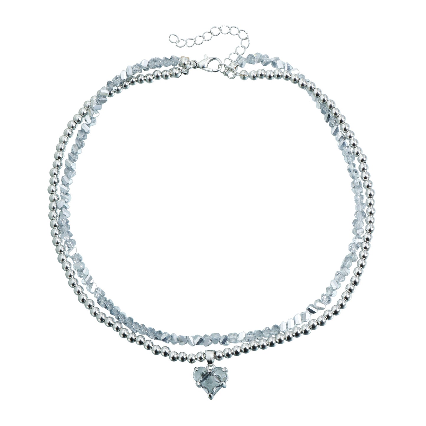 Women's Irregular Ice Crushing Beaded Heart Personality Necklace