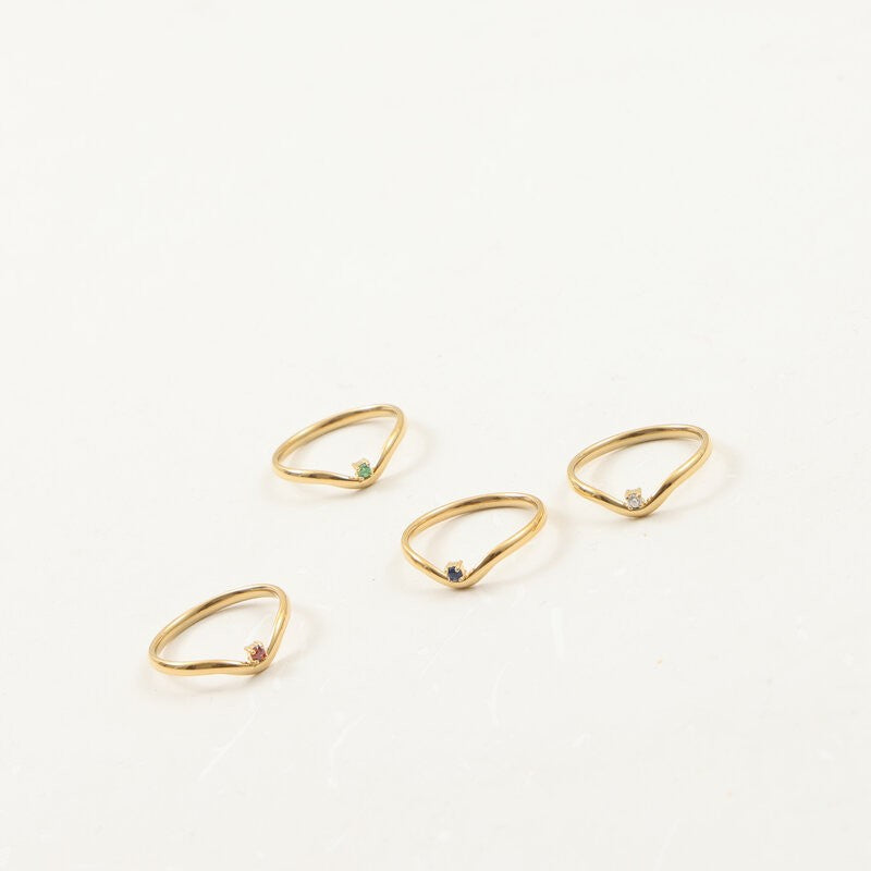 Pointed Thin Mini Small Diamond Titanium Steel Ring