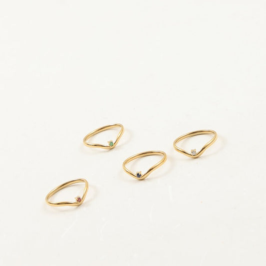 Pointed Thin Mini Small Diamond Titanium Steel Ring