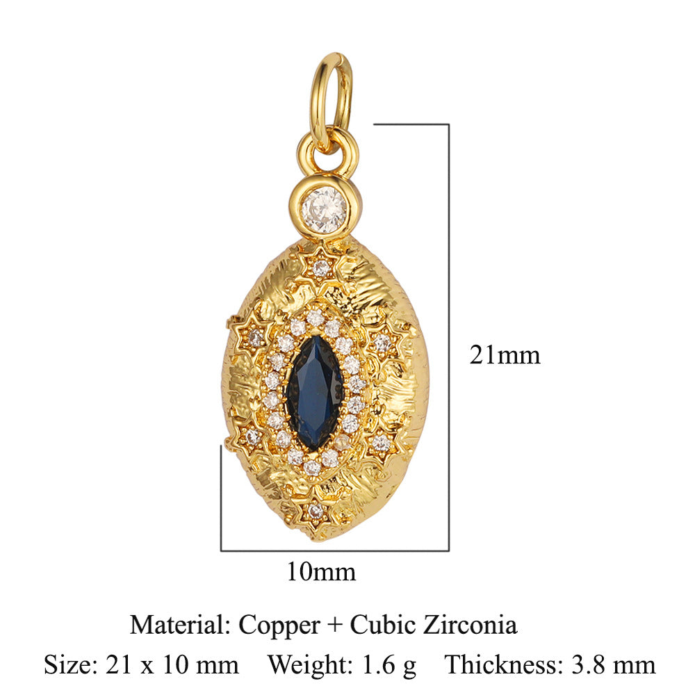 Key Lock Copper Zircon Dark Pattern Pendants