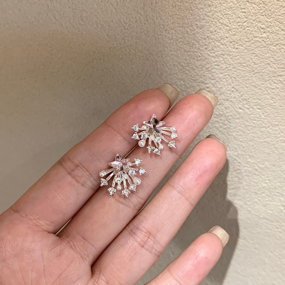 Sier Needle Exquisite Temperament Sparking Zirconium Earrings