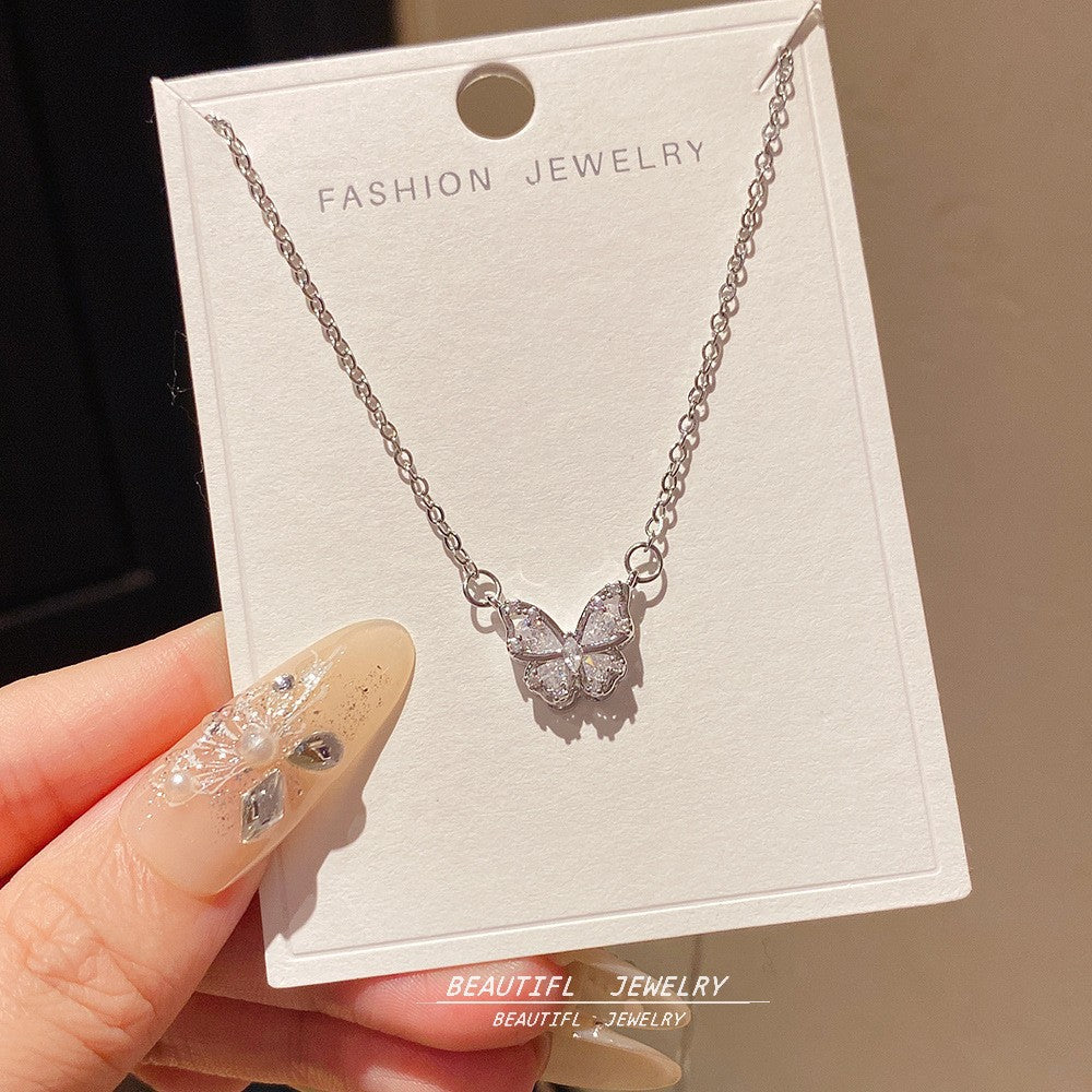 Women's Minority Simple Fashionable Elegant Zircon Clavicle Chain Titanium Steel Accessory Necklace