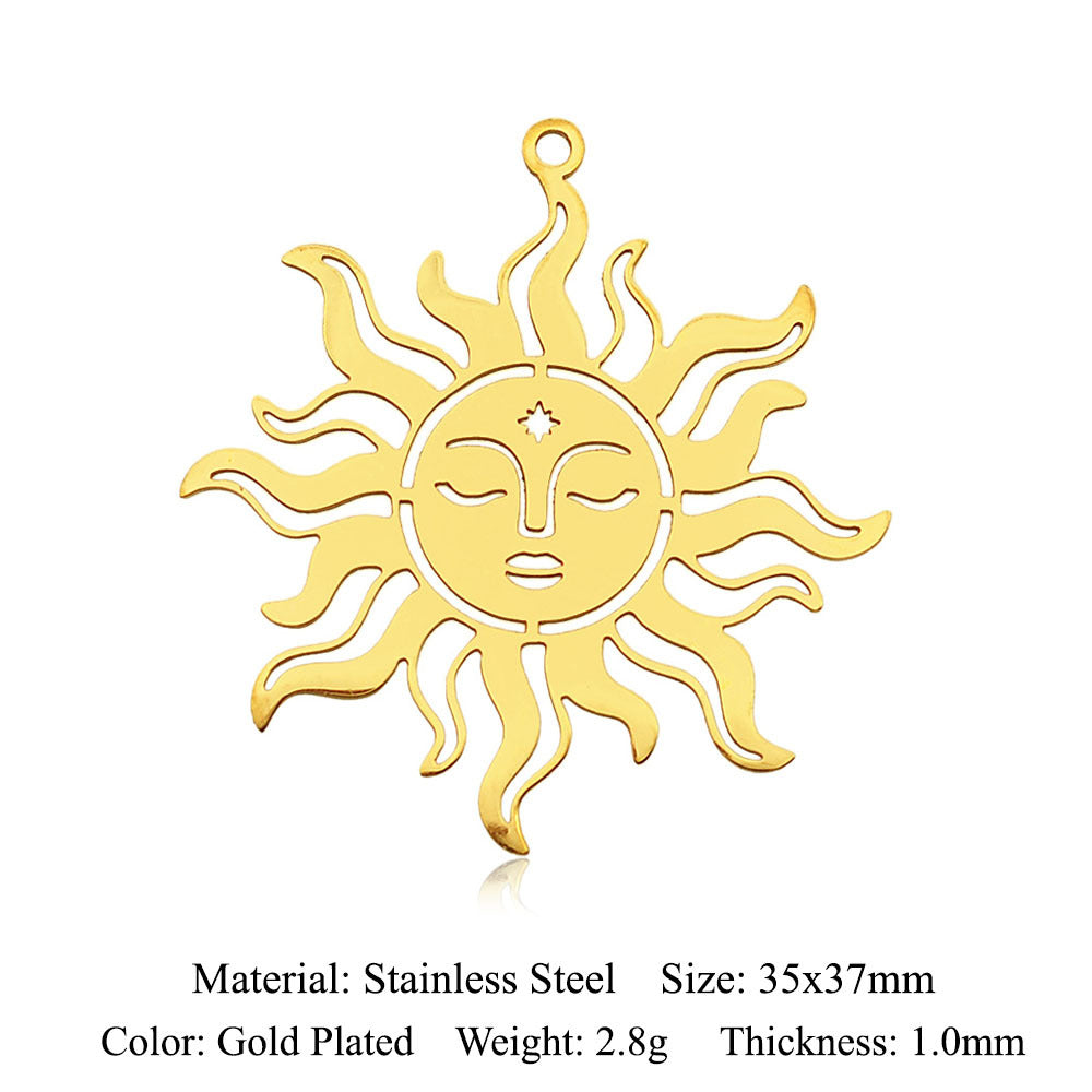 Sunrise Titanium Steel Flower Moon Ornament Pendants